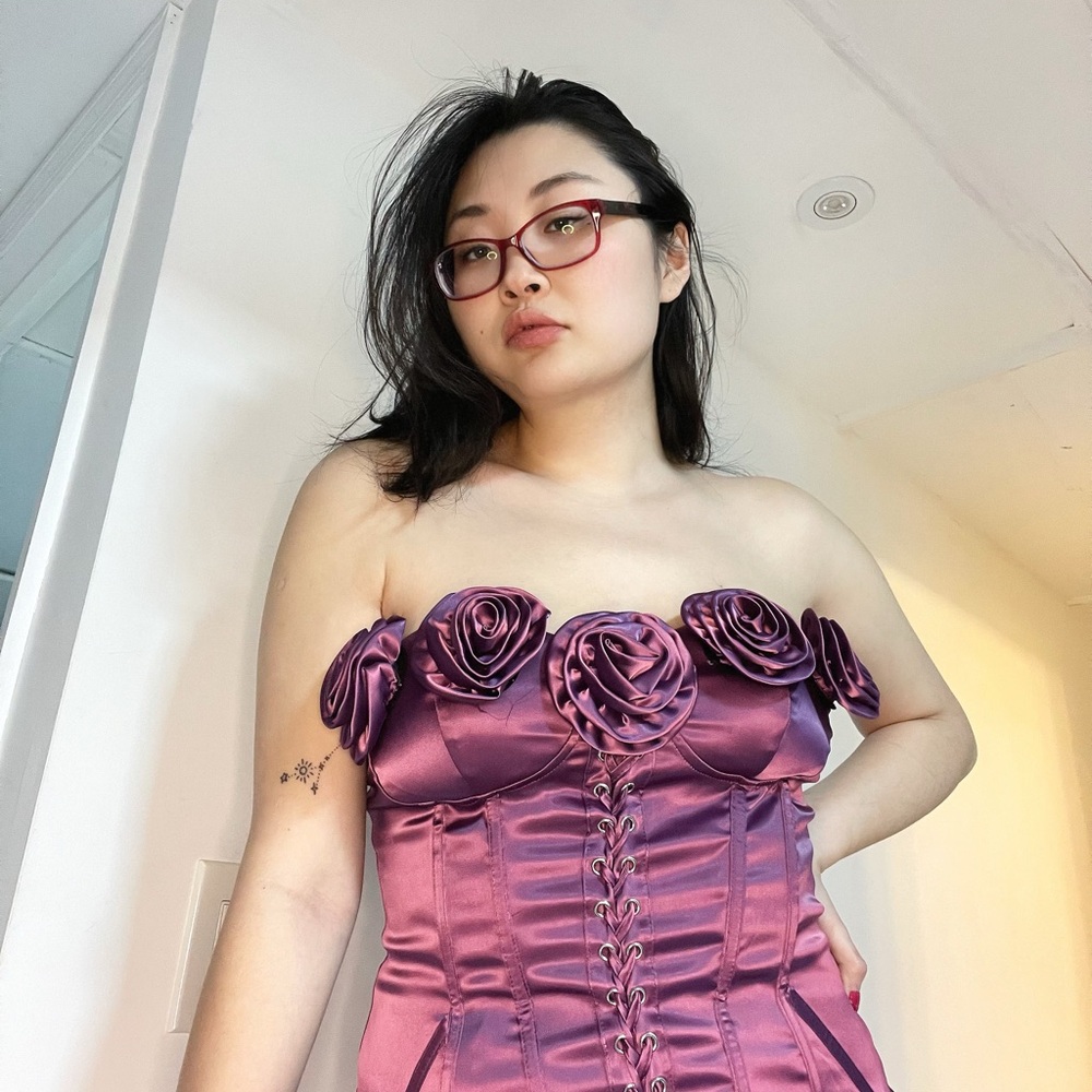 Elegant Purple Strapless Dress